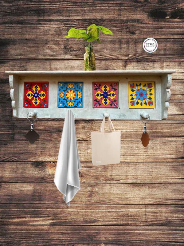 Wooden Tile Fitted Floated Shelves ( Multicolour)