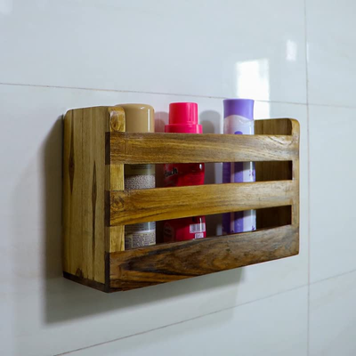 Wisekrafter's Teakwood Wall Mount Wooden Multipurpose Bathroom Accessories Storage Organizer/stand/rack/shelf/shampoo Conditioner Bt002 Holder.